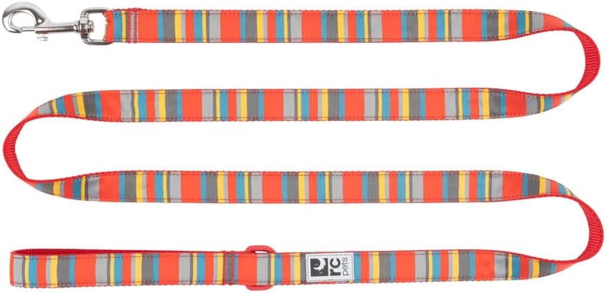 RC Pets Dog Leash | 6ft Leash with Durable Grip, Reflective Label & Accessory Ring | 3/4-Inch Wide, Soft Webbing | Multi Stripes