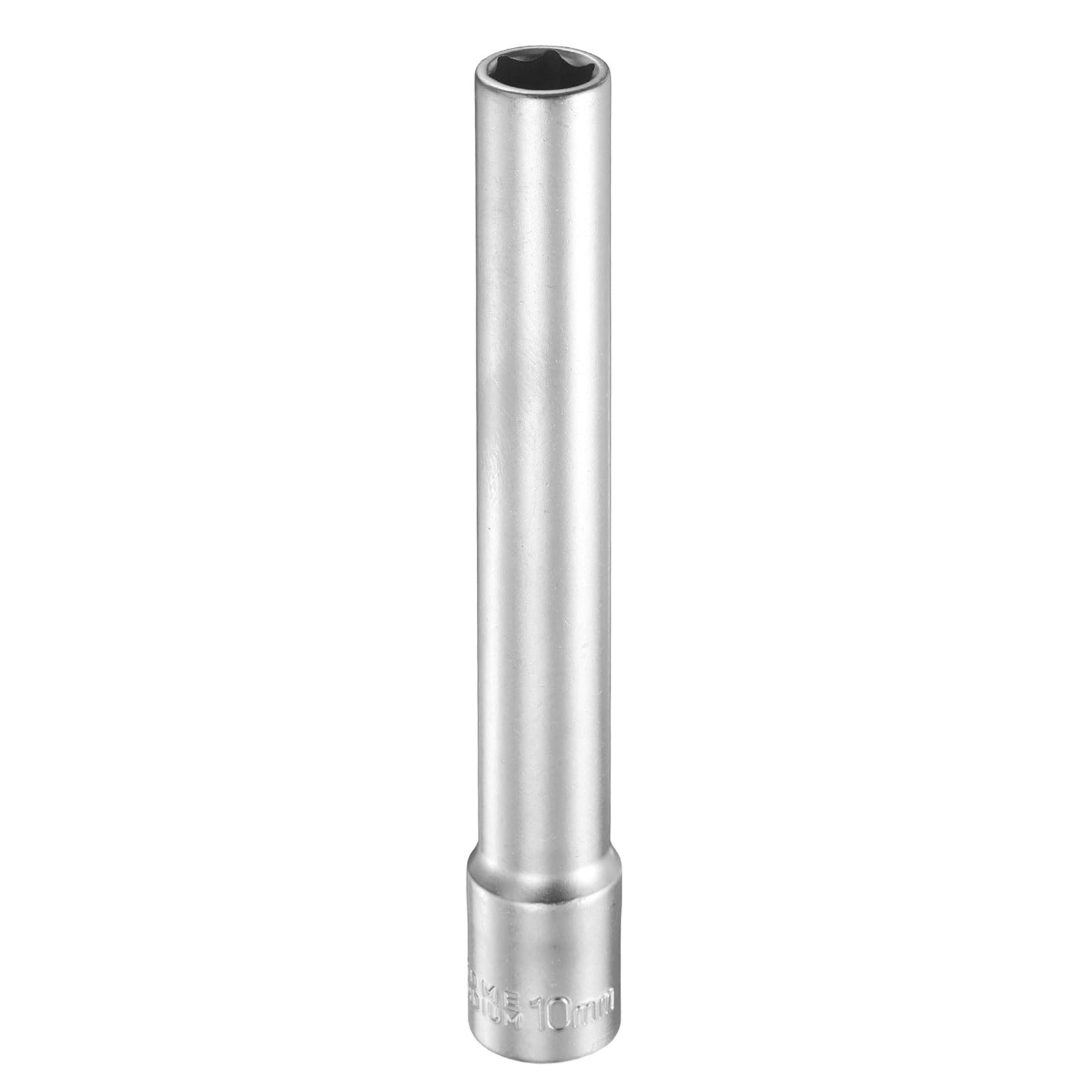 sourcing map 6 Points Deep Socket 3/8" Drive 10mm Deep Metric CR-V Steel Polished Nickel Plating Flip Sleeve 120mm / 4.7" Extra Long Socket Tool for Home Auto Nuts Bolts Repair