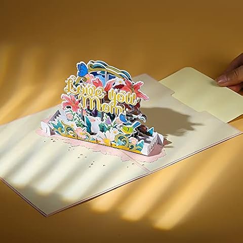 NLR FUN ‘Love You Mom’ 3D Pop-Up Card, Warm Wishes to Mother for Birthday, Mother’s Day, Thanksgiving, Christmas, Anniversary Cover