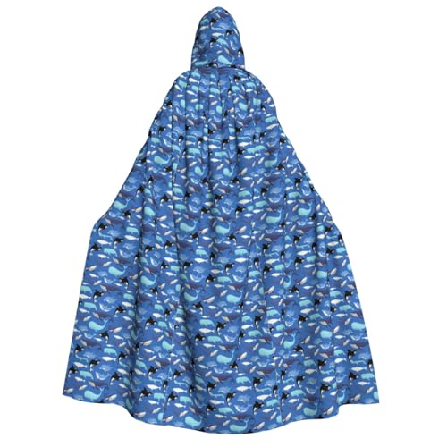 AYYQWE Cape à capuche unisexe pour adulte avec motif baleine - Costume d'Halloween - Cosplay - Carnaval
