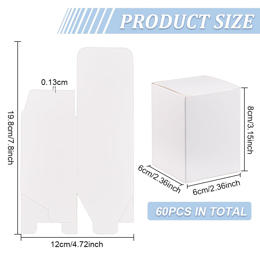 BENECREAT 60PCS Gift Boxes White Paper Boxes Party Favor Boxes with Lids for Gift Wrapping Wedding Party Favors, 3 x 2.5 x 2.5 Inch - Image 2