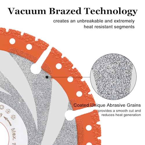 Nineroars ZVDB1115 Metal Cutting Diamond Saw Blade 4-1/2 Inch 115Mm Vacuum Brazed Technology All Purpose Cut Off Wheel thumb #1