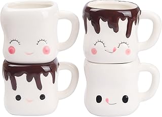 Marshmallow Mugs Set of 4 with Handle Marshmallow Cups Cute Mugs for Kid...