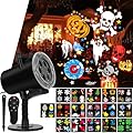 Holiday Projector Light,Christmas Halloween Projector Lights Outdoor with Remote Control Timer,16 HD Slides,LED Waterproof Indoor Halloween Light Projector for Xmas Wedding Garden Landscape Decor