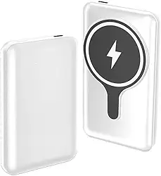 Carregador Portátil sem fio Power Bank por indução 10000mAh Carregamento super rapido de 22.5W compativel com celular com carregamento sem fio (Branco)