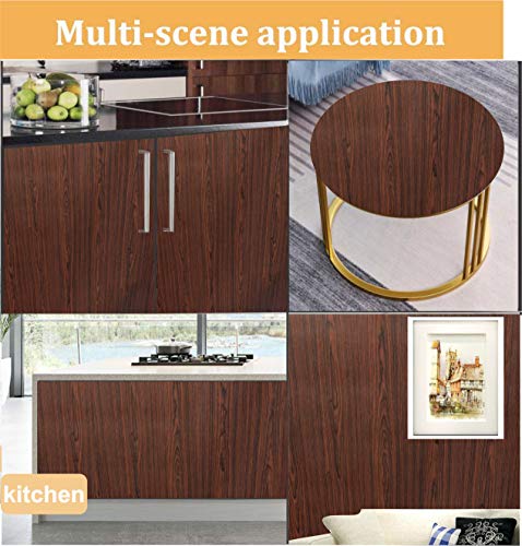 Image of Elton Cherry Brown Teak Wood Grain Textured Self Adhesive Almirah Skin - 48x72 Inch