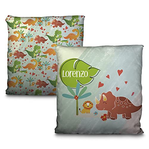LolaPix Cojin Molon. Cojin Personalizado. Cojines Infantiles. Personalizado con Nombre. Ambas Caras. Varios tamaños y diseños. Dino León Infantil
