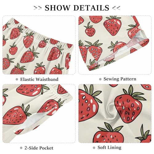 ALAZA Sweet Strawberry Fruit Retro Pajama Shorts Sleep Shorts Pant Lounge Pajama Bottoms Elastic Waist with Pockets3