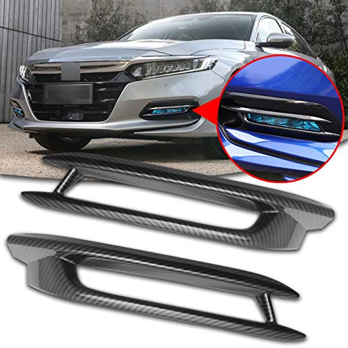 Xotic Tech Exterior Front Fog Light Frame Cover Trim, Carbon Fiber Pattern, Compatible with Honda Accord 10th Gen 2018-2020