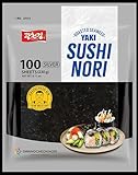 Yaki Sushi Nori Silver – Hojas de semillas tostadas | 100% natural coreano nori para sushi, maki, kimbap y aperitivos | Calidad Seaweed by Gwangcheon Nori – 100 hojas | 230 g | hoja completa