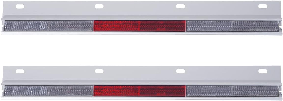 United Pacific 10601 24” Aluminum Straight Conspicuity Reflector Plate, Mud Flap Top Plate for Semi Trucks, DOT/SAE Reflectors – Pack of 2