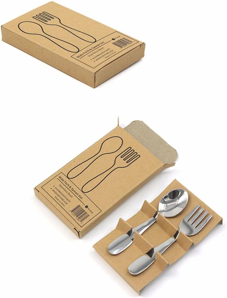 Montessori Teaching Aids Early Education Stainless Steel Children's Tableware Fork and Spoon Set