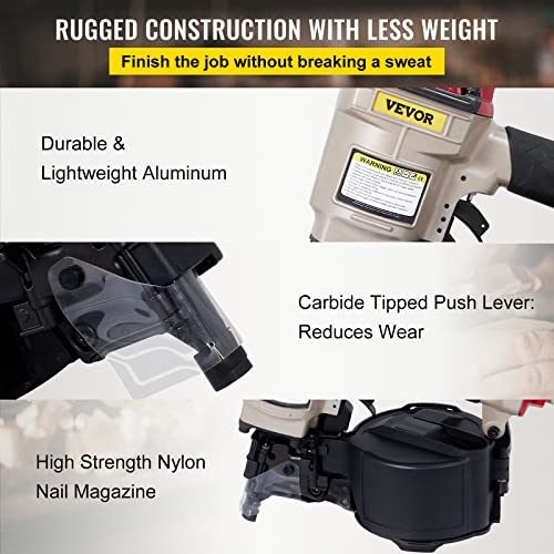 Vevor Coil Siding Nailer Cn70, 1-3/4-Inch To 2-3/4-Inch 15 Degree Pneumatic Siding Nail Gun For Siding Sheathing Wooding Fencing Decking #TOP4