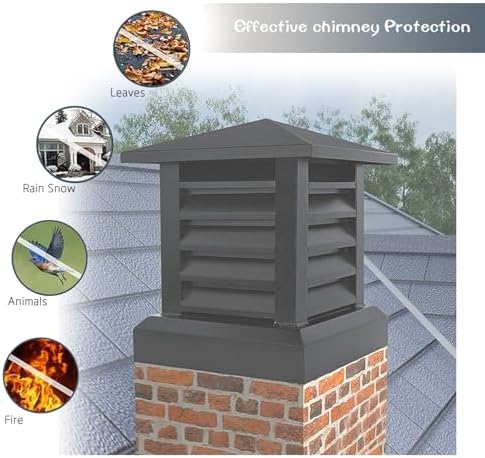 Aluminum Alloy Rain Cover for Fume Cupboard - Square Tapered Chimney Cap, 22x22 Inch Flue Tile Protector, Durable Weatherproof Flue Cover for Enhanced Ventilation