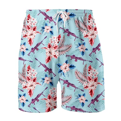 Cottage Toad and Frog Riding Bike Hawaiian shorts Men's Frog Toad Shorts Bigfoot Swim Trunks for Men