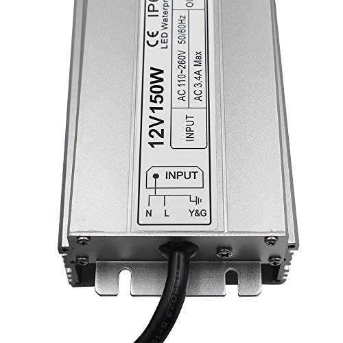 Led Driver Waterproof Ip67 Power Supply 150W 12V Dc 12.5A Transformer Thinner And Durable With Us 3-Prong Plug Plate For Outdoor Use #TOP4