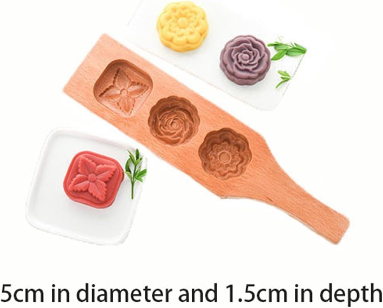 Mains sur le moule de gâteau de lune Moule à gâteau de lune en bois à 3 capacités, for faire des gâteaux aux haricots mungo, outils de cuisson de la peau glacée, for gâteau de lune fait maison, muffin