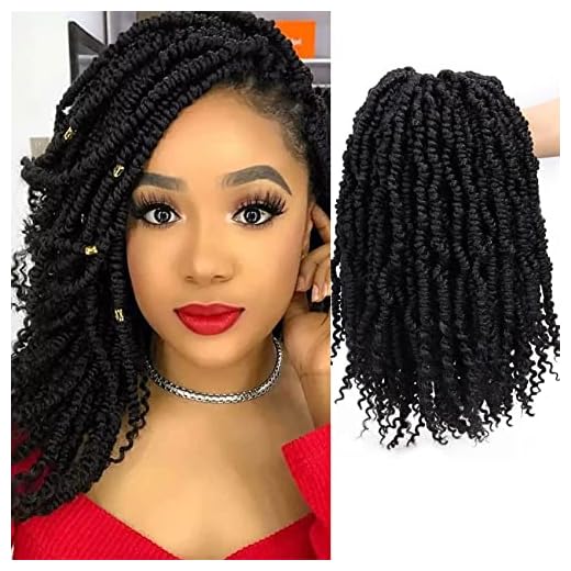 Liyate Bomb Twist Crochet Hair 12 Inch 6 Packs Spring Twist Crochet Hair Pretwisted Passion Twist Hair with Curly End Kinky Twist Crochet Hair Pre Looped Synthetic Crochet Hair for Black Women(12Inch,1B)
