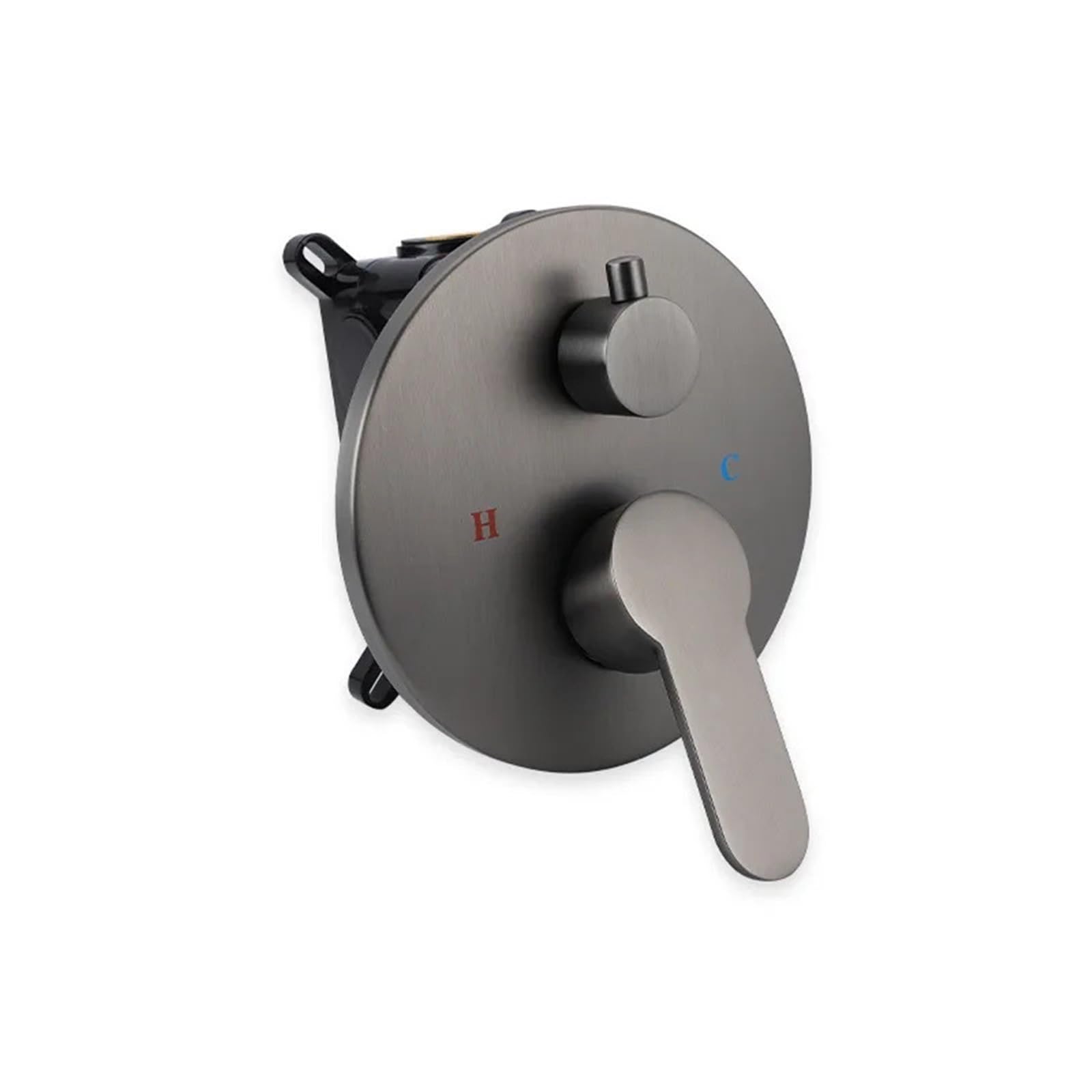 Iddcmwnb Gun Ash Round Double-Function Two-In And Two-Out Bath Mixing Valve, Hidden Accessories In The Wall, Pre-Embedded Box Shower(Gun Ash)