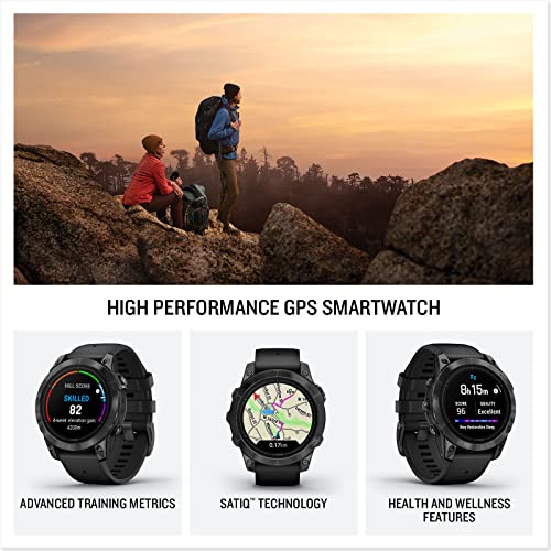 Garmin Epix™ Pro - Montre GPS Multisports connectée avec écran Amoled – Gray avec Bracelet Noir – Boîtier 47 mm