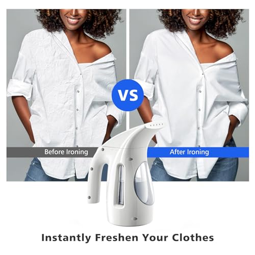 HiLIFE Steamer for Clothes, Portable Handheld Design, 240ml Big Capacity, 700W, Strong Penetrating Steam, Removes Wrinkle, for Home, Office and Travel(ONLY FOR 120V)(White)
