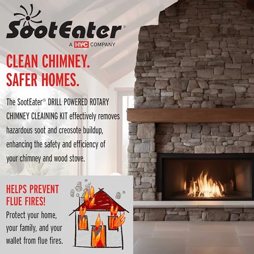 SootEater Rotary Chimney Cleaning System - Gardus RCH205-B Chimney Sweep Kit, Cleans Open Chimneys up to 18' with 6 Flexible 3' Rods, Chimney Cleaning Kit with Trim-to-Fit Spinning Chimney Whip - Image 5