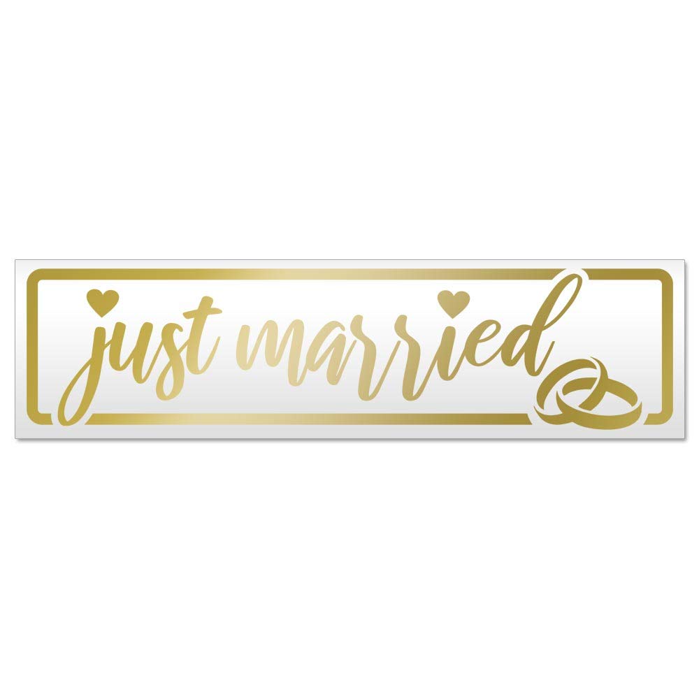 thumbnail: Kiwistar Just Married Magneetbord – Hartvormige Ringen, Reflecterend, 30 Cm Voor Auto Of Koelkast
