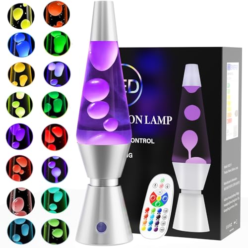 FOOING Lámpara de movimiento de líquido, 17 Color que cambia la luz nocturna con control remoto, iluminación de humor de 14.5 "para la noche para la oficina del dormitorio(Plata)