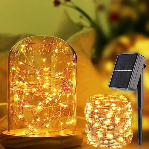Image of AERYS Solar Fairy String Light 200 LEDs 22 Meter Inbuilt Rechargable Batery IP65 Waterproof 8 Mode Copper Wire Outdoor /Indoor Solar Powered Led String Light Decorations for Garden Yard Balcony
