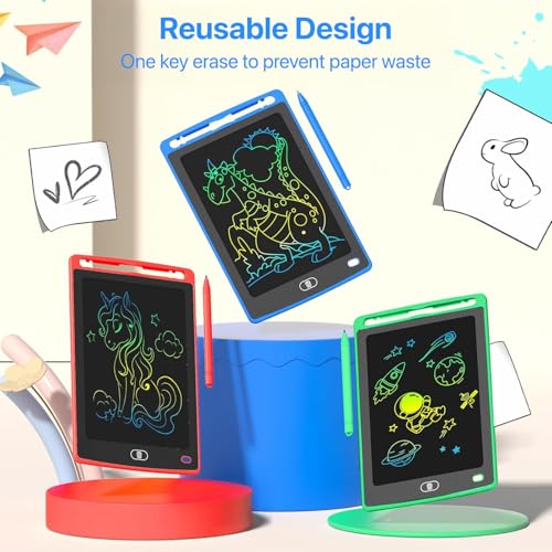 Image of Vaku Luxos 8.5 Inch LCD Rewritable Slate Pad for Kids & Adults Drawing & Writing | One-Touch Erase Digital Writing Board | Eco-Friendly Paperless Tablet for Learning, Notes & Creative Fun - Red