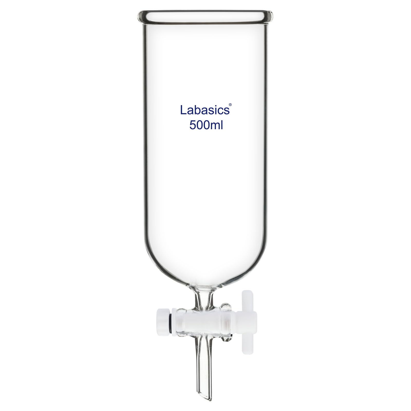 Labasics Abtropffunnel, Teflon-Hahn Hochborosilikatglas Nicht Graduiert, für Präzise Flüssigkeitsdosierung, 500 ml