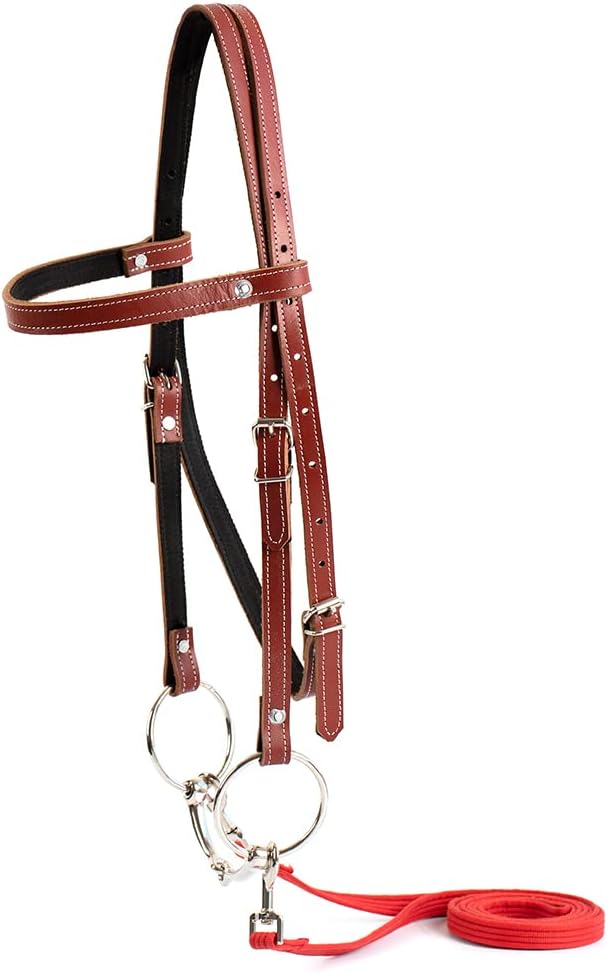Leather Horse Bridle, Adjustable Western Browband Bridles for Horses with Bits and Detachable Reins (L (Above 1.2 Meters), Brown)