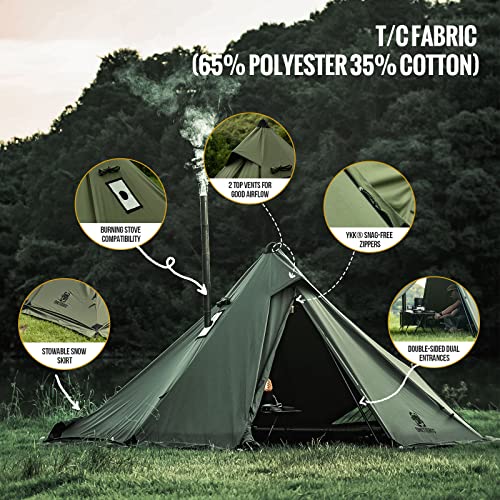 Onetigris Conifer Canvas Tent With Stove Jack, Teepee Hot Tent With Snow Skirt For Tent Stove Winter Camping #TOP3
