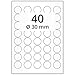 Produktbild Labelident Universal Etiketten weiß - Ø 30 mm - 4000 Papieretiketten rund selbstklebend auf 100 DIN A4 Bogen, Laseretiketten matt