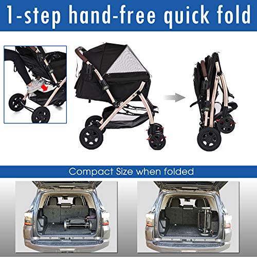 HPZ-PR America HPZ Pet Rover Premium Heavy Duty DogCat Stroller Travel Carriage CompartmentZipperless EntryPump-Free… - Image 7