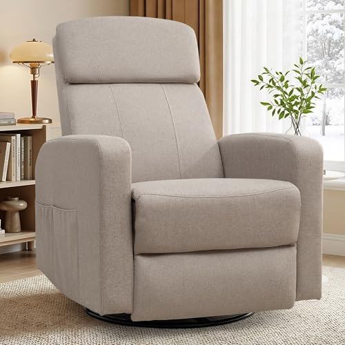 Image of Korser Power Swivel Recliner Chairs for Adults, Electric Glider Rocking Chair Nursery, Glider Recliner Nursery Chair with Classified Side Pocket, Nursery Rocking Chairs with USB and Type-C Ports