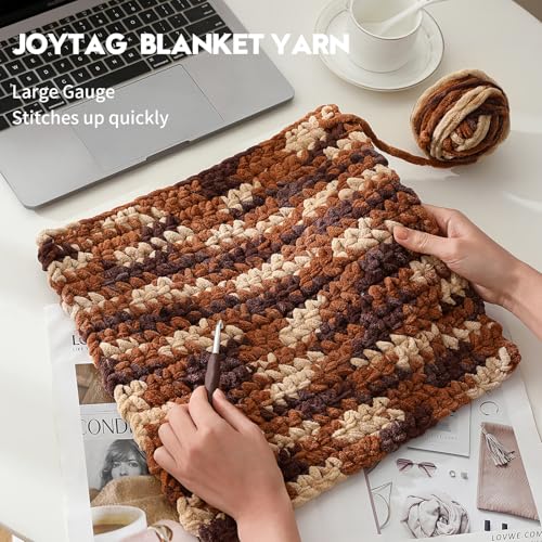 Image of 2 Pack Chunky Chenille Yarn for Crocheting and Knitting Beginners,Thick Bulky Plush Fluffy Velvet Soft Baby Blanket Crochet Chenille Yarn for Crocheting Blankets /Amigurumi /DIY Crafts(Black White Grey