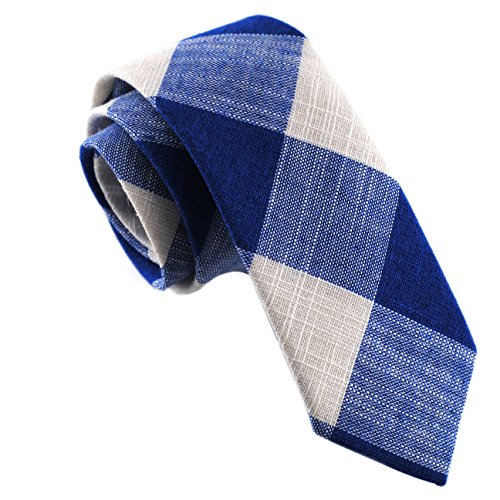 Image of Cotton Skinny Ties for Men, Plaid and Striped Slim Neckties