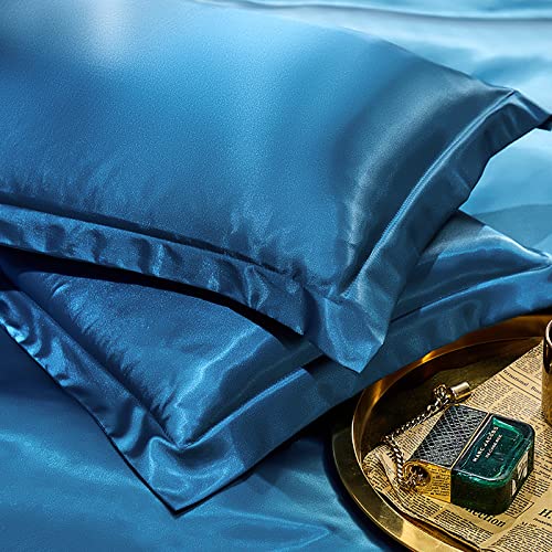 Taie d'oreiller en soie double face bleu offrez un câlin luxueux à votre peau