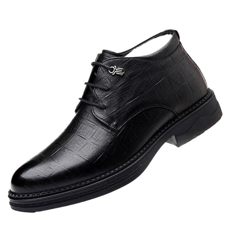 Mens Leather Work Flats Oxfords Shoes MenClassic Lace Up Leather Warm Lined Lined Dress Shoes Comfortable Breathable Leather