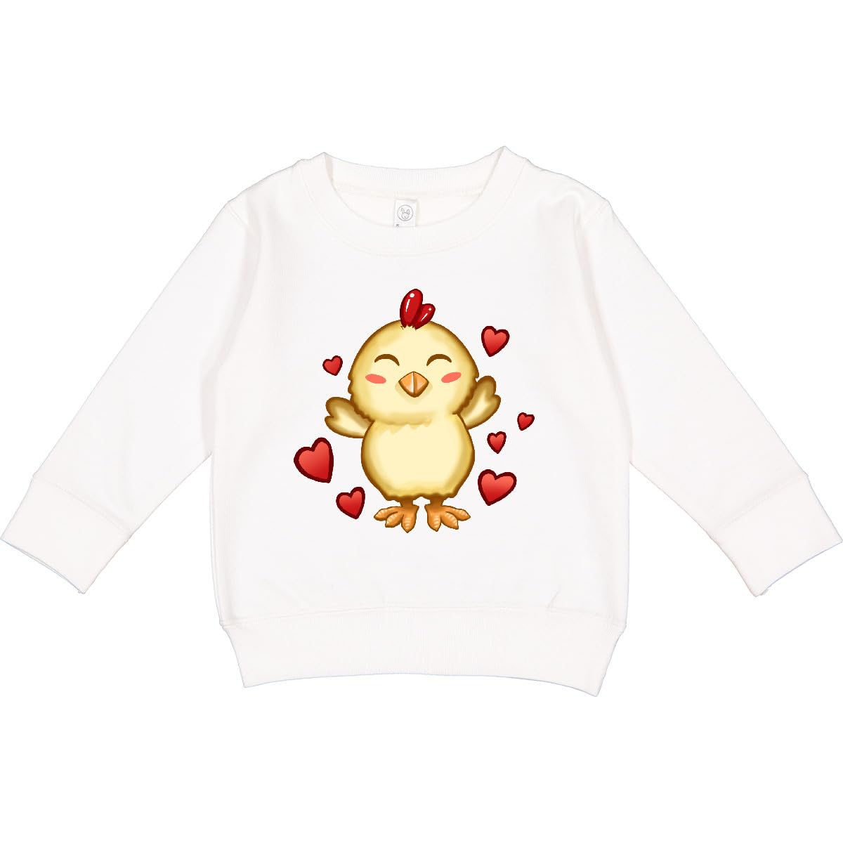 inktastic Cute Chick with Hearts Toddler Sweatshirt 5-6 White 43cc9