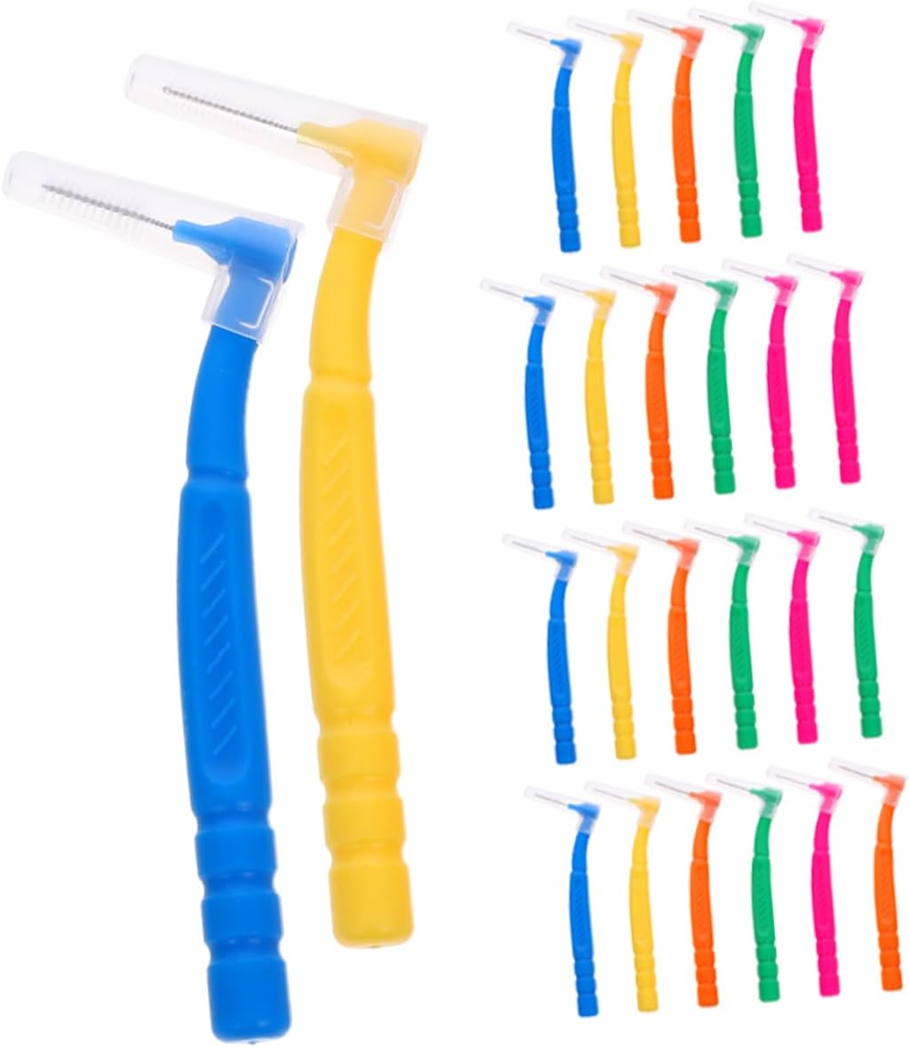 Beavorty 5sets 30pcs Interdental Brush Lightweight Manual Toothbrushes for Daily Oral Care Flossing for Gap Cleaning and Tooth Decay Prevention 30pcs*5