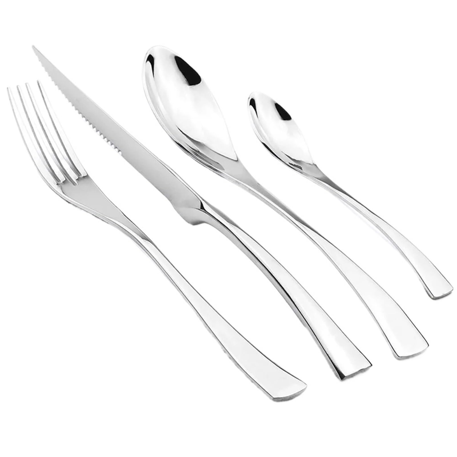 Juego de Cubiertos Juego de cubiertos acero inoxidable, cuchara, tenedor, cuchillo, vajilla(Black)