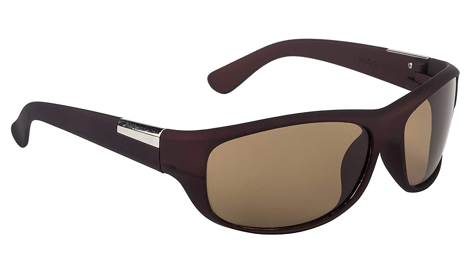 SUNNIESBrown Lens Frame Wrap Around Sports Men Sunglasses