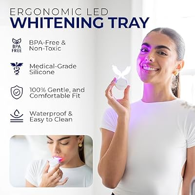 Teeth Whitening Kit Red & Blue LED Light, 12% HP Gel Pens (Pack of 3), Sensitive & Enamel Safe, Rechargeable Wireless, At-Home Results with Carrying Case