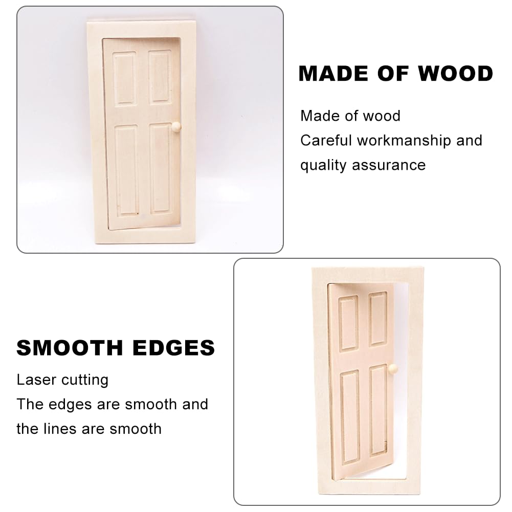 Satiskid 1:12 Dollhouse Door, Miniature Wood Door for Dolls Furniture Accessories Mini Wooden Door (Wood) - Image 4