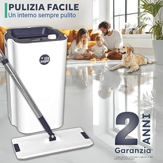 zig zagle set di mocio piatto e secchio, lavapavimenti pure water system, separazione scqua sporca e pulita, ultra igienico pulizia facile, mocio piatto microfibra, autopulente, secchio strizzatore