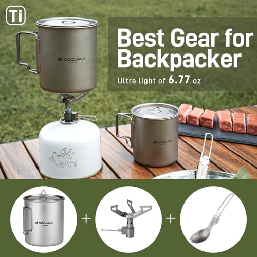Odoland Titanium Camping Cookware 750ML Titanium Pot with Camping Stove and Spork Portable Pot for Backpacking, Hiking, Traveling and Picnic - Image 6