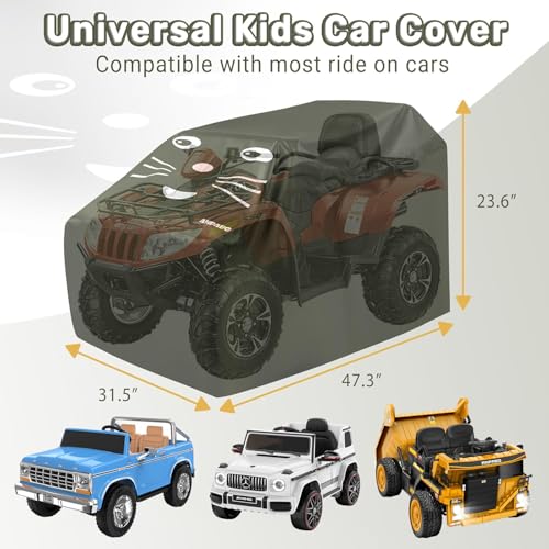 Image of ANPABO Kids Ride On Toy Car Cover with Pattern, One Size Fits Most-Green