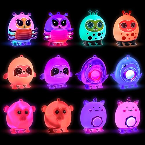 Glow in The Dark Party Favors, Light Up 3D Animal Pop Suction Toys, Silicone Fidget Sensory Toys, Goodie Bag Stuffers, Birthday Gifts, Carnival Prizes, Pinata Stuffers - image 1